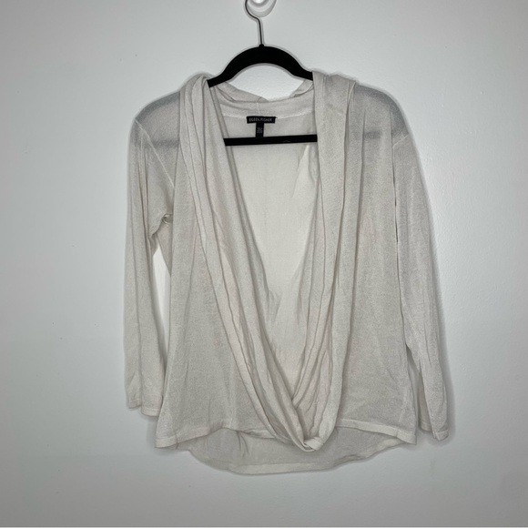 Eileen Fisher white twist front tencel merino wool long sleeve top - Picture 1 of 8